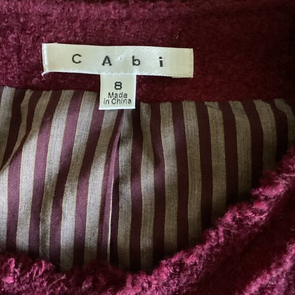 CAbi Style 530 Sz 8 Burgundy Britt Wool Blend Boucle Tweed Zip Jacket 166H - Picture 12 of 12